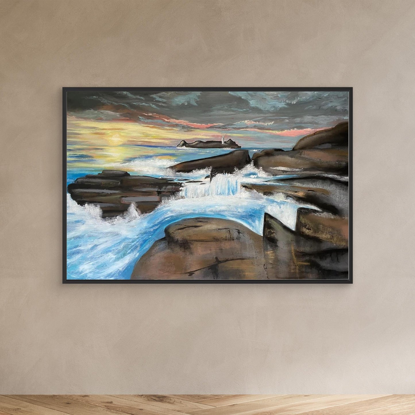 Godrevy Lighthouse - Contemporary Fine Art Seascape Print on Canvas - Art of the Wave