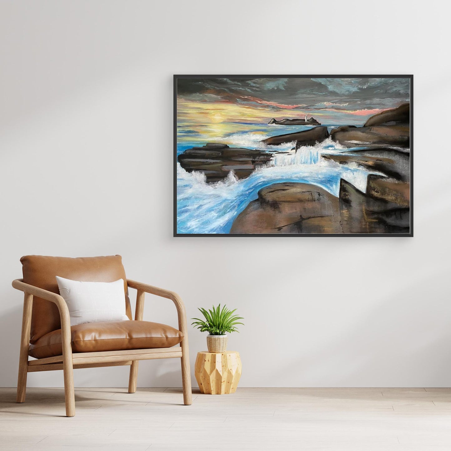 Godrevy Lighthouse - Contemporary Fine Art Seascape Print on Canvas - Art of the Wave