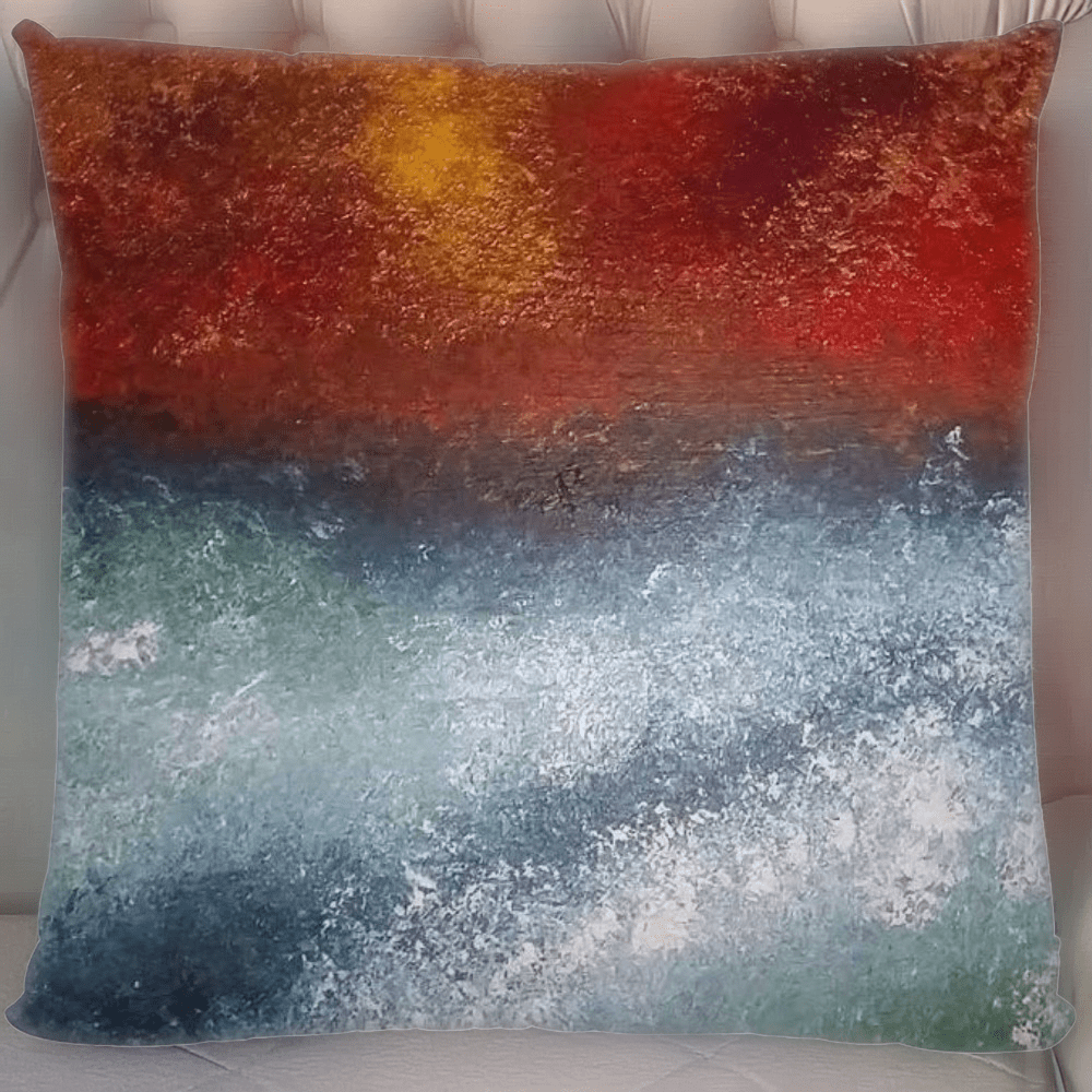 Courage - Abstract Big Wave Seascape Art Canvas Cushion - Art of the Wave