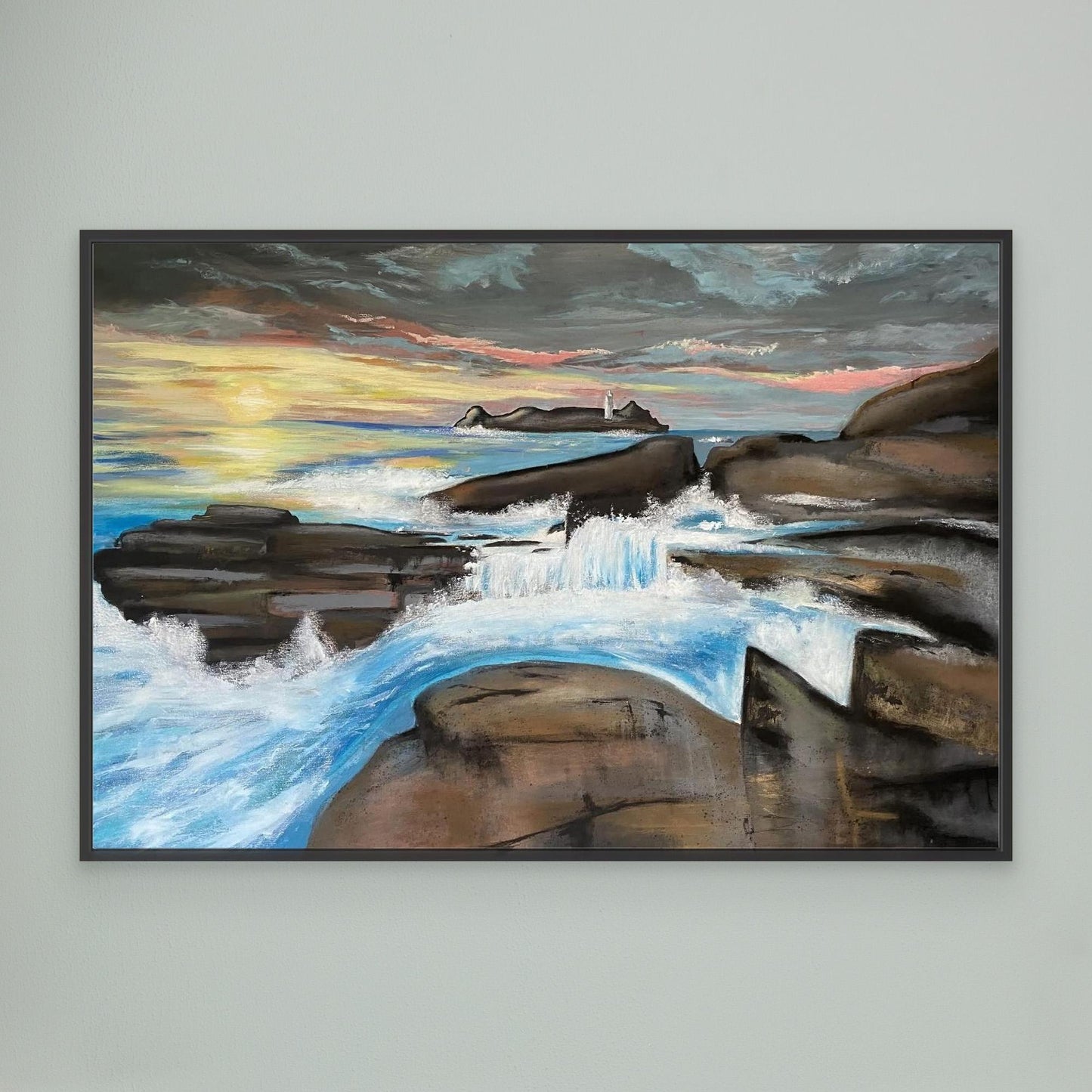 Godrevy Lighthouse - Contemporary Fine Art Seascape Print on Canvas - Art of the Wave