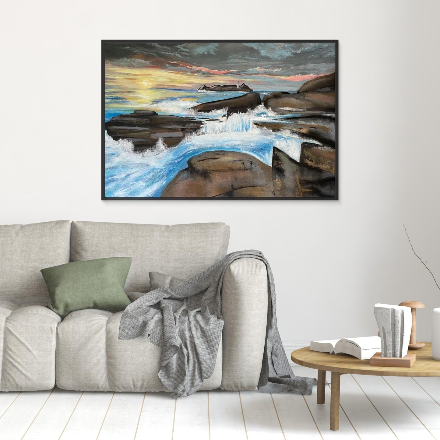 Godrevy Lighthouse - Contemporary Fine Art Seascape Print on Canvas - Art of the Wave