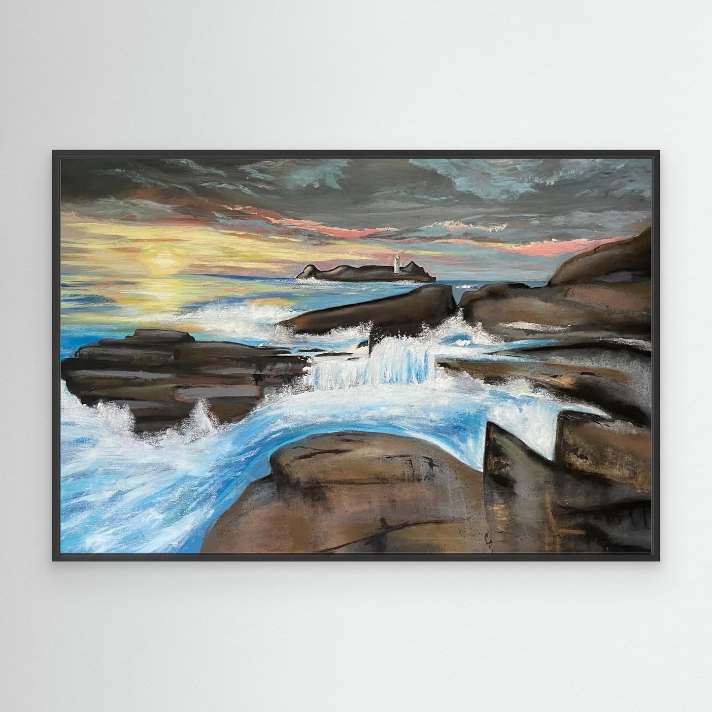 Godrevy Lighthouse - Contemporary Fine Art Seascape Print on Canvas - Art of the Wave