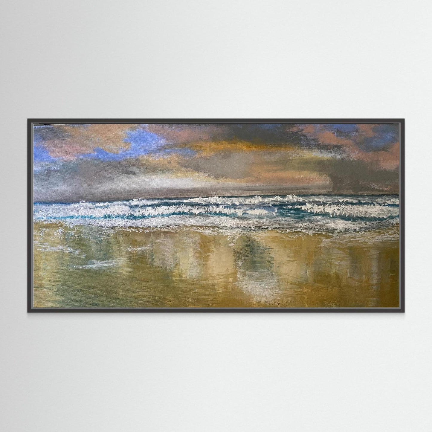 Reflections - Original Seascape Beach Painting Canvas Print - Art of the Wave