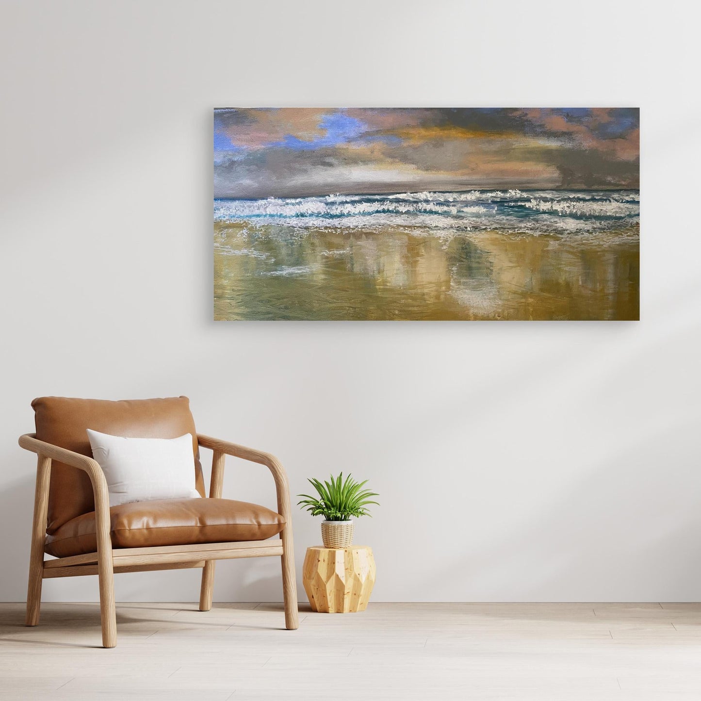 Reflections - Original Seascape Beach Painting Canvas Print - Art of the Wave