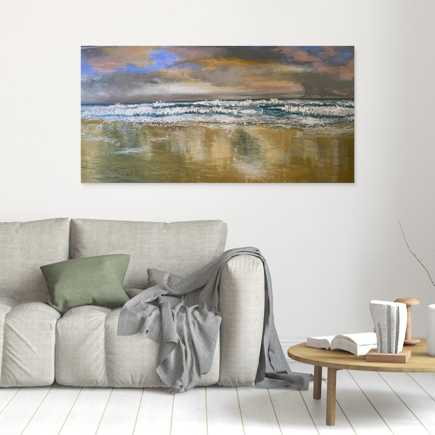 Reflections - Original Seascape Beach Painting Canvas Print - Art of the Wave