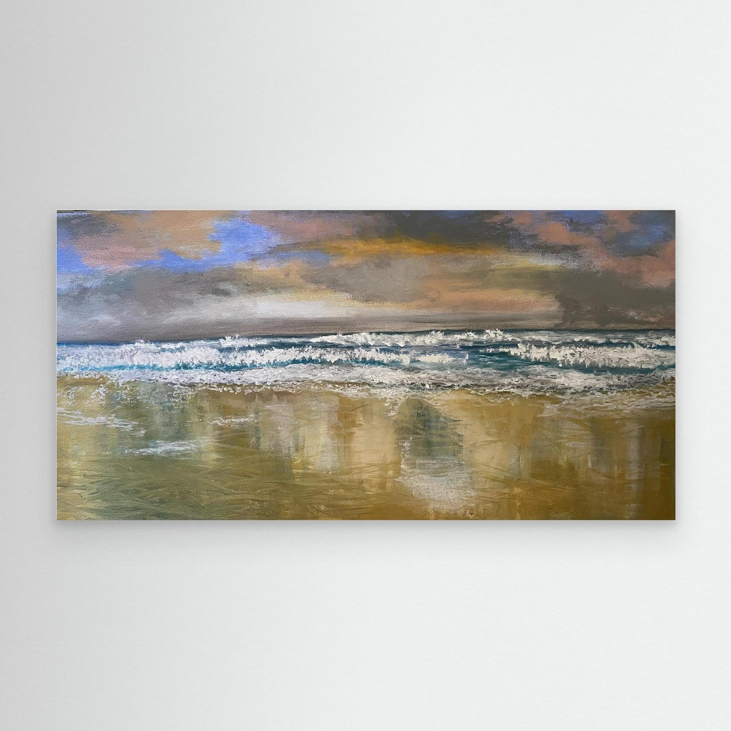 Reflections - Original Seascape Beach Painting Canvas Print - Art of the Wave