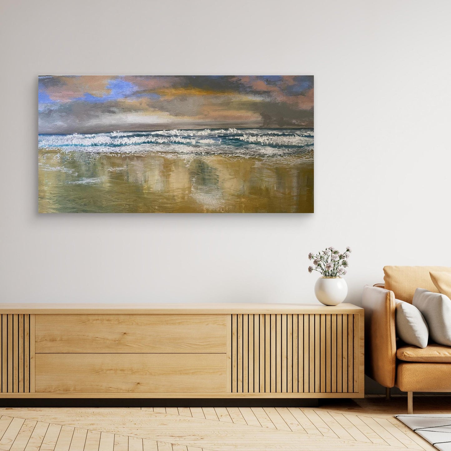 Reflections - Original Seascape Beach Painting Canvas Print - Art of the Wave