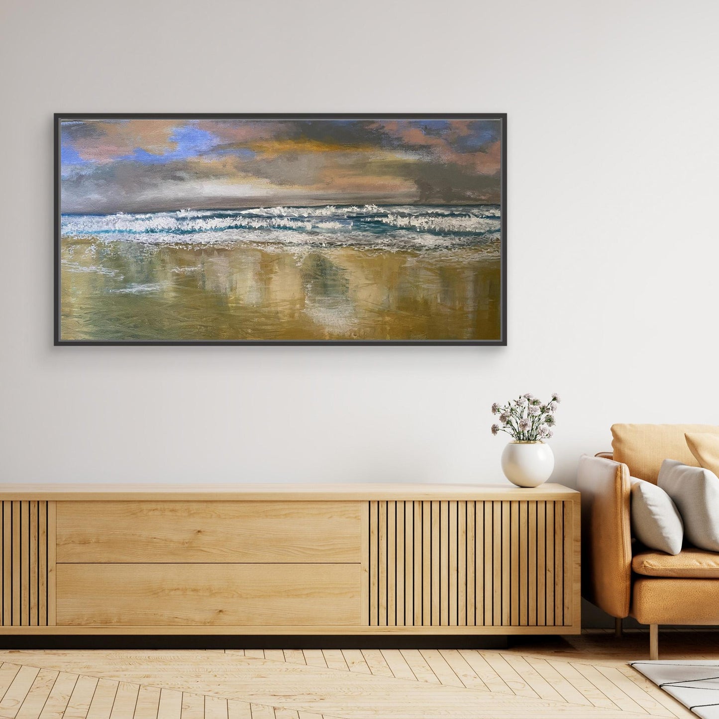 Reflections - Original Seascape Beach Painting Canvas Print - Art of the Wave