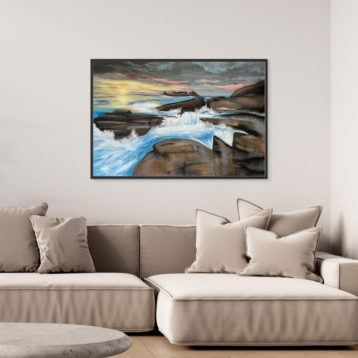Godrevy Lighthouse - Contemporary Fine Art Seascape Print on Canvas - Art of the Wave
