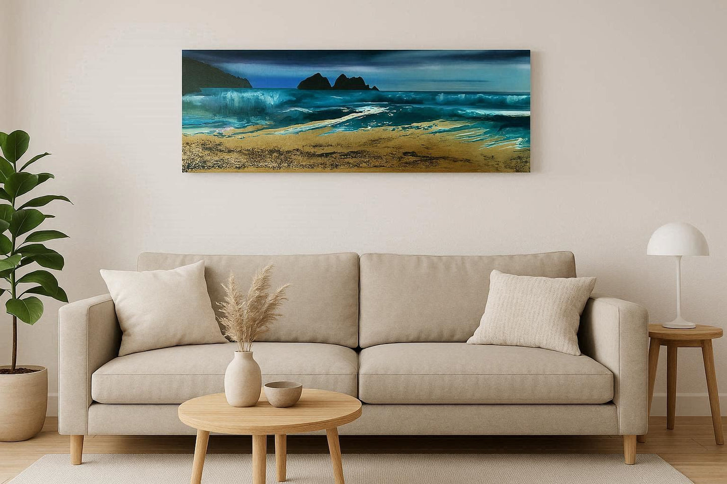 Holywell Bay, Cornwall Original Cornish Seascape Painting on Canvas