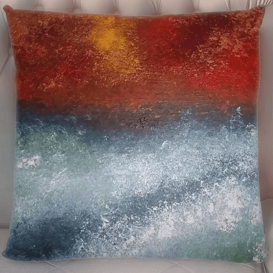 Courage - Abstract Big Wave Seascape Art Canvas Cushion - Art of the Wave