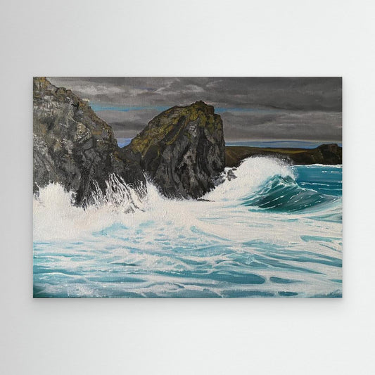 Kynance Cove Original Seascape Painting Canvas Print
