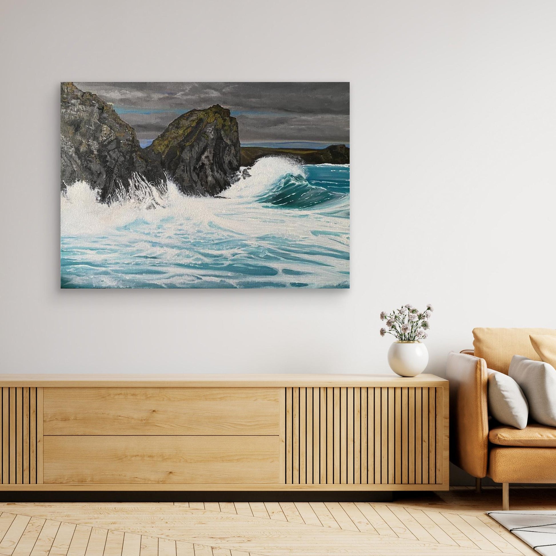 Kynance Cove Original Seascape Painting Canvas Print