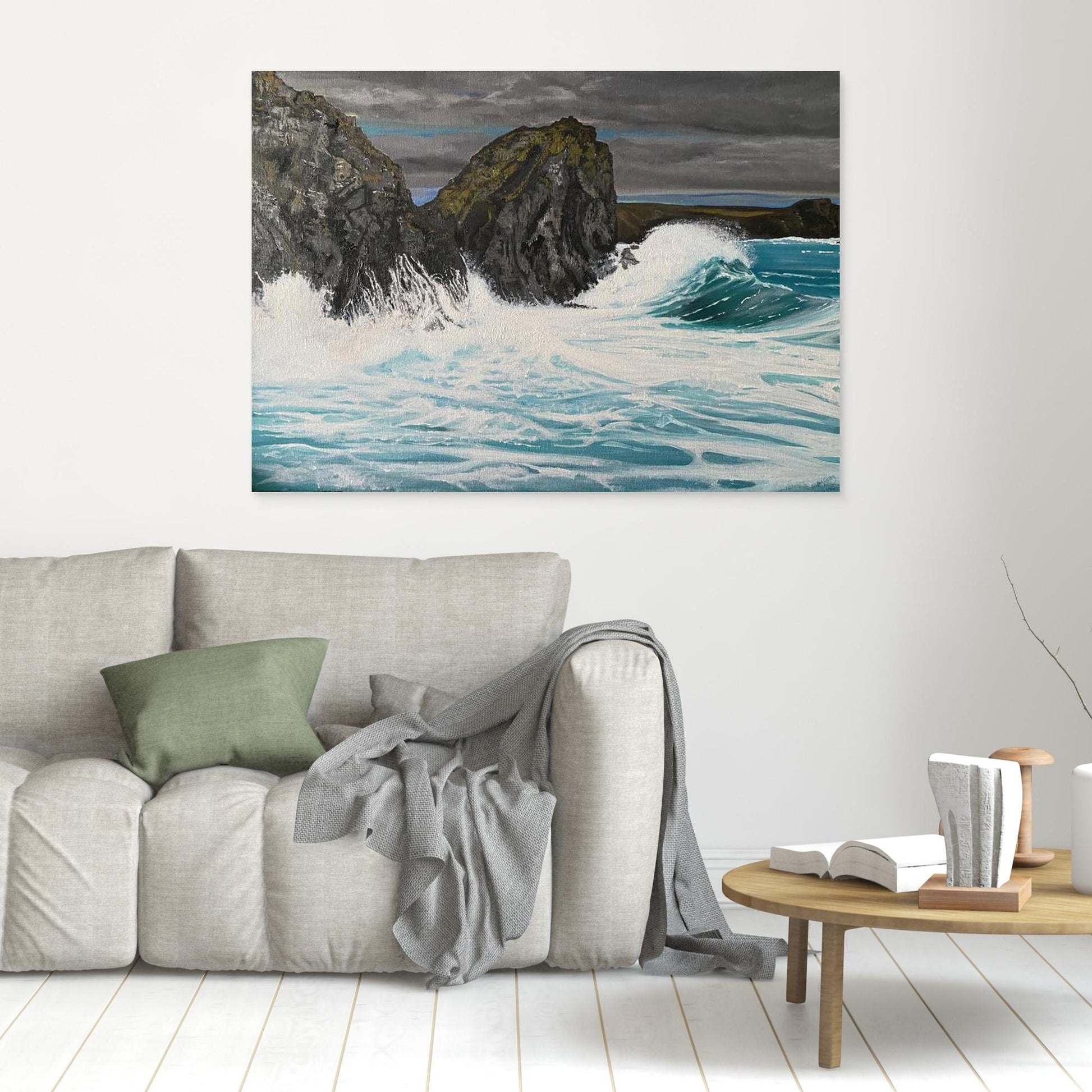 Kynance Cove Original Seascape Painting Canvas Print