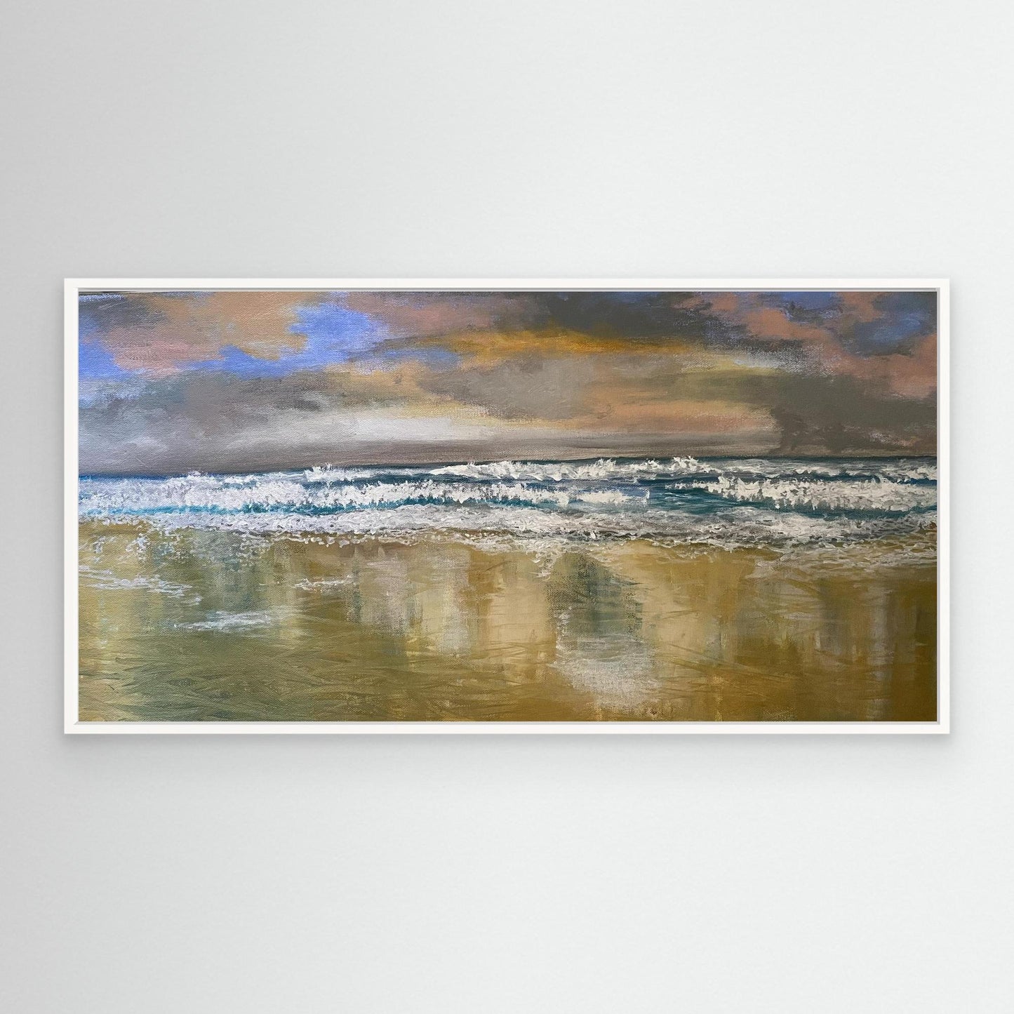 Reflections - Original Seascape Beach Painting Canvas Print - Art of the Wave